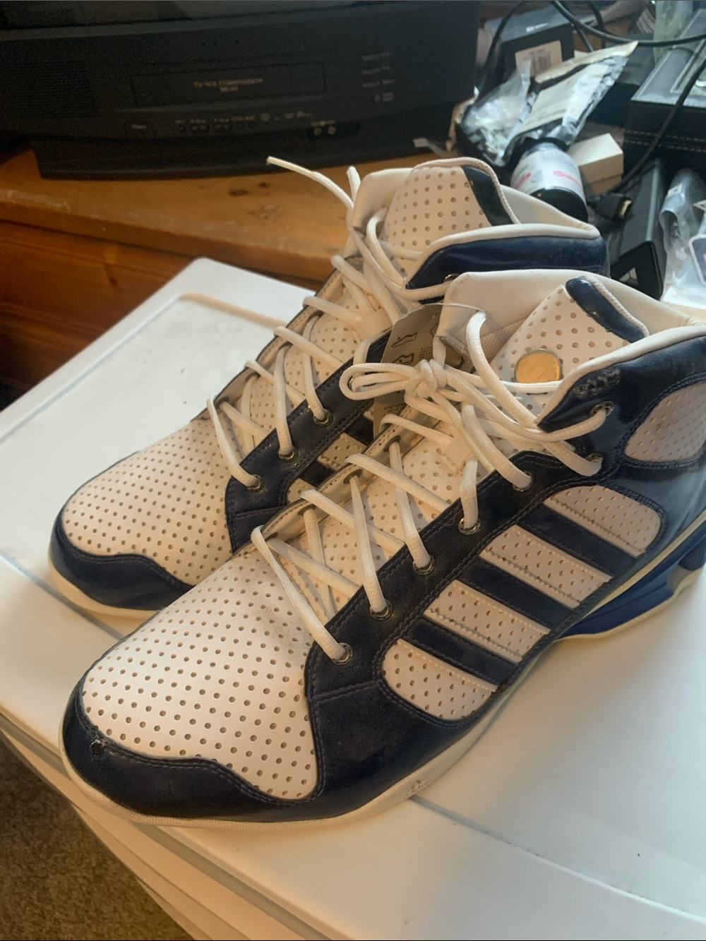 Game Issued Double Autographed Zarko Cabarkapa SZ 15 adidas High-Top Sneakers